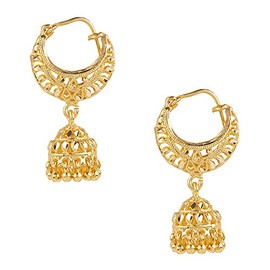 BodhaTraditional Indian Gold Medium Size Chandbali Jhumki Earring with Pearls (SJ_1476)