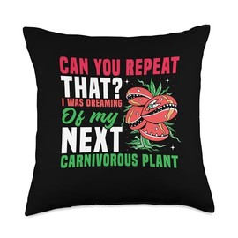 Venus Fly Trap Botanical Gardening Exotic Carnivorous Throw Pillow