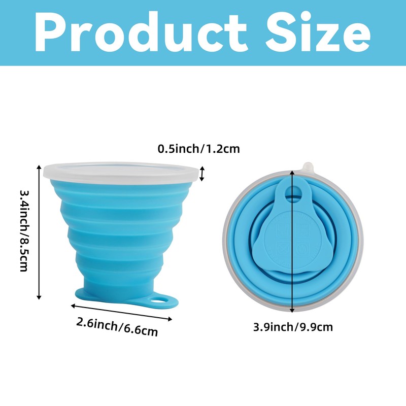 YiiSeeJo 2 Pack Collapsible Silicone Travel Cups with Lids Portable