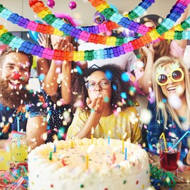 Pack of 6 Colourful Paper Garlands, Decoration Paper Garlands for Birthday Parties, Festivals and Weddings, Four Leaf Clover