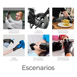 Raganet | 100 Guantes de Nitrilo Vinil de Alta Calidad Color Negro, Sin Látex, Sin Polvo, Diseño Ambidiestro, Ajuste Perfecto, Desechables y Resistentes Talla Mediana