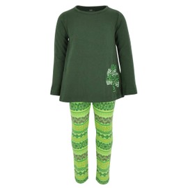 Único traje de 2 piezas con bordado de trébol de la suerte, para niñas, Verde, 10 Años