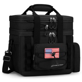 Maelstrom Tactical Lunch Box, 23 L Insulated Lunch Bag for Men, Expandable Double Deck Lunch Cooler Bag,Large Leakproof Soft Lunch Tote with Detachable MOLLE Bags, for Adult Women Work,Picnic,Black