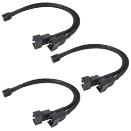 NIYATA Pack of 3 Hub Fans, PWM, 1 Way with 2 Pins, Fan Hub for Cable Control, PC Fan, Compatible with Motherboard 3 Pin/4 Pin Argb Fan, 27 cm