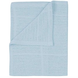 Cellular Baby Blankets for Moses Basket / Travel / Pram / Car 100% Soft Cotton (Blue)