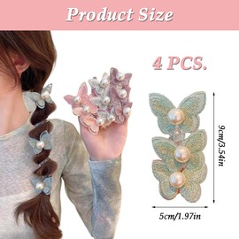 CHENNAN Pack of 4 Colourful Telephone Cable Hair Bands, Forest Butterfly Bubble Braid Hair Band, Ponytail Braided Hair Telephone Cable Hair Band, Elastic Hair Bobbles for Girls and Women (Style 1)