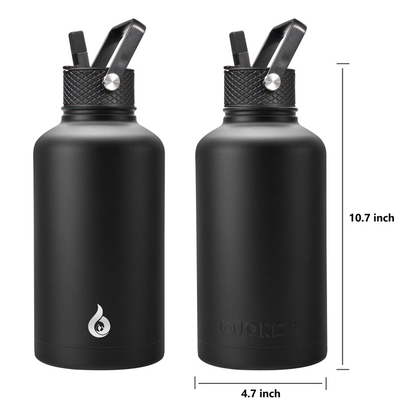 BJPKPK Half Gallon Insulated Water Bottles with Straw Lid, 64oz