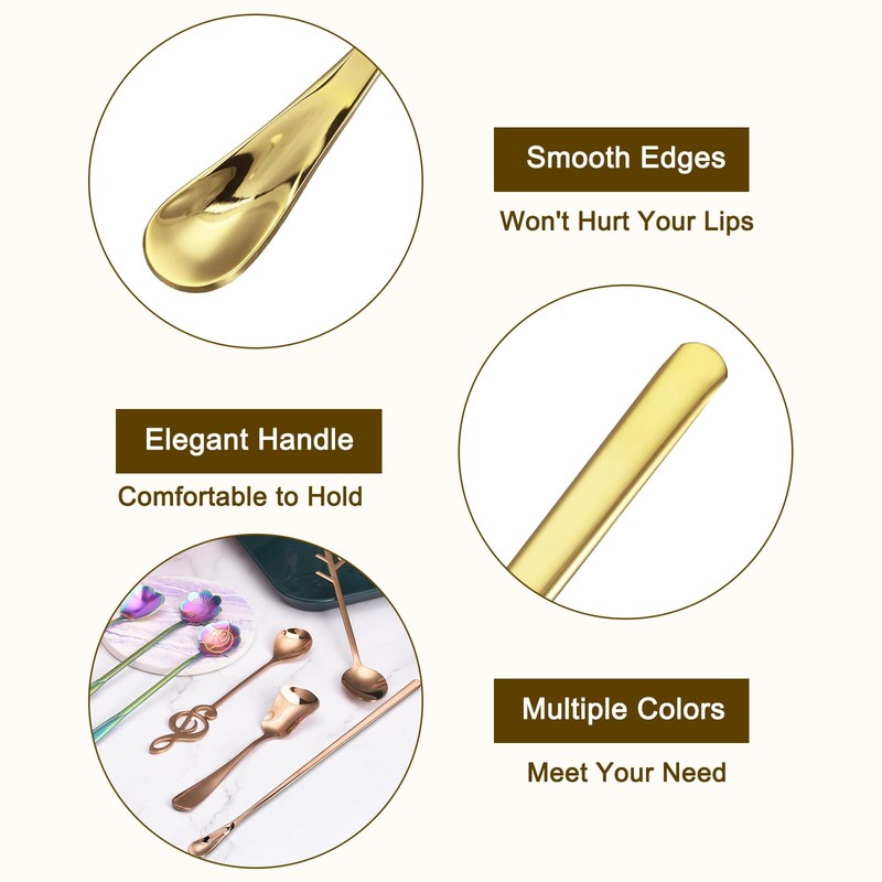 sourcing map Set of 4 Stainless Steel Mixing Spoons 8.7