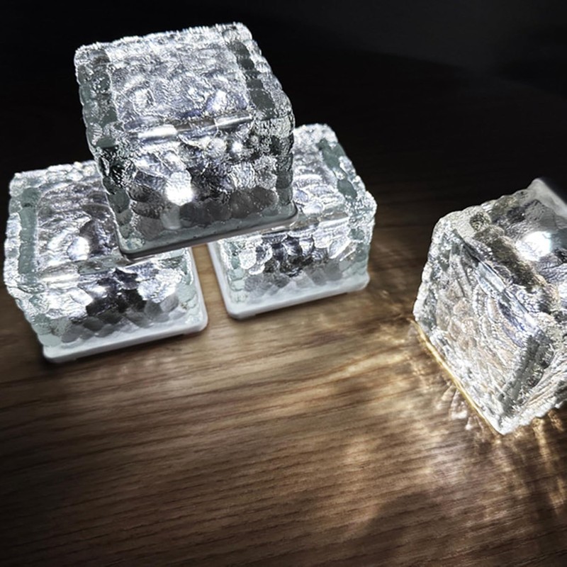 Blumoo 4pcs Solar Brick Lights Solar Glass Cube Light mit