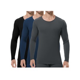 URATOT Men's Thermal Underwear Tops Crewneck Fleece Lined Long Sleeve Tops for Men Base Layer Cold Weather Winter Warm
