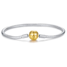 PHCLASY Sagittarius Snake Bracelet 925 Sterling Silver Bracelet Constellation Gold Round Button Charm suitable for Charm,Birthday Gift for Mothers Women and Girls