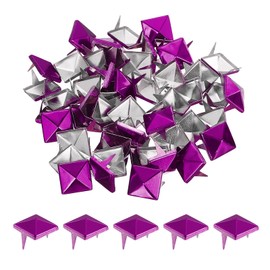 uxcell 150 Pcs Pyramid Rivets for Clothing, 10mm 2-Jaw Square Rivets, Rose Red Metal Pyramid Studs Handicraft, Punk Rock Nailhead Spots for Clothing Bag Leather Shoes