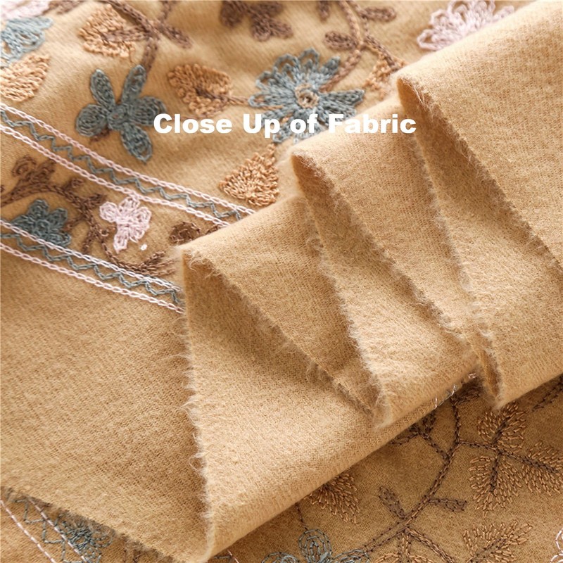 GFM® Embroidered Cashmere Texture Wool Pashmina Scarf Autumn Winter (EMBSHL-A),
