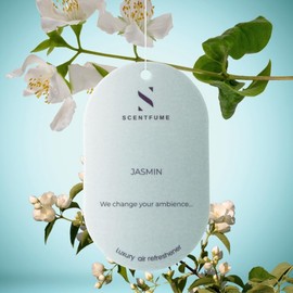 Scentfume Luxury Air Freshener for Cars & Homes, Long-Lasting Signature Scents, Hanging Sachets - Ocean, Jasmine, Lime & Sandalwood - Premium Aroma Oils, (Jasmin Air Refreshener)