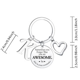 BESPMOSP Sometimes You Forget You're Awesome Letter Keyring Encouragement Initial Alphabet Keychain Inspirational Keychain (K)