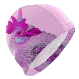 Dallonan Swimming Cap Unicorn Chicken Funny Animal Unisex Adult Swim Cap Polyester