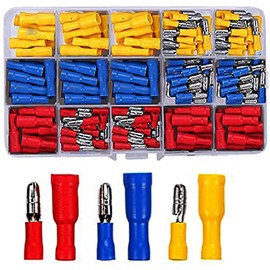 RUNCCI-YUN 208pcs Electrical Connectors, Insulated Male and Female Bullet Butt Connectors Electrical Crimps Connectors Straight Wire Terminal Connectors (Red, Yellow, Blue)