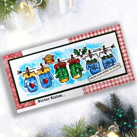 Woodware Clear Singles Winter Mittens 8 in x 2.6 in Stamp Set, Photopolymer, 8 x 2.6in