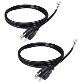 MEIRIYFA 18 Gauge 3 Prong NEMA 5-15 Plug Heavy Duty Cord US SJT Replacement Power Supply Cable 10A 110V 115V 120V Pigtail for Power Tools and AC Appliances -2PCS (4.9FT)