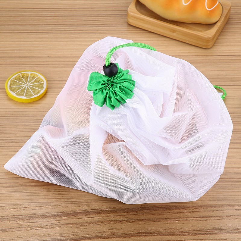 16Pcs Reusable Washable Vegetable Fruit Mesh Bags Storage Pouch with