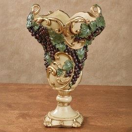 Touch of Class Vigne Elegante Decorative Table Vase Dark Red | Grape Designs | Tuscan Style Decor for Kitchen, Dining Room