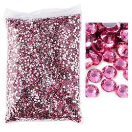 Blinginbox 15000pcs Flatback Rhinestones,Resin Non Hotfix Rhinestones Large Quantity Wholesale for Crafts DIY Creative Design,Clothes,Makeup,Nail Art (5mm=0.2", Dk.Pink)