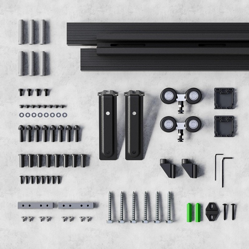 TOPCCJHHD 6FT/72'' Box Rail Sliding Barn Door Hardware Kit Ceiling