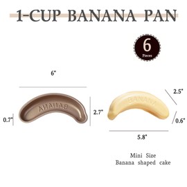 Marimer FOR BAKE Non-Stick 6" Banana Shaped Pan Set - 6-Pack Golden Aluminum Baking Molds for Fun and Whimsical Cakes - Bake Like a Pro!