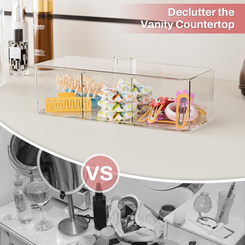 Hair Accessories Organizer for Girls, Clear Hair Bow Tie Clip