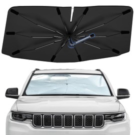 Windshield Sun Shade Umbrella for Benz C250 C300 2015-2021, Foldable Sunshade for Car Front Window, 360 Rotation Automotive Interior UV Protection for Outdoor Parking, Keep Car Cool