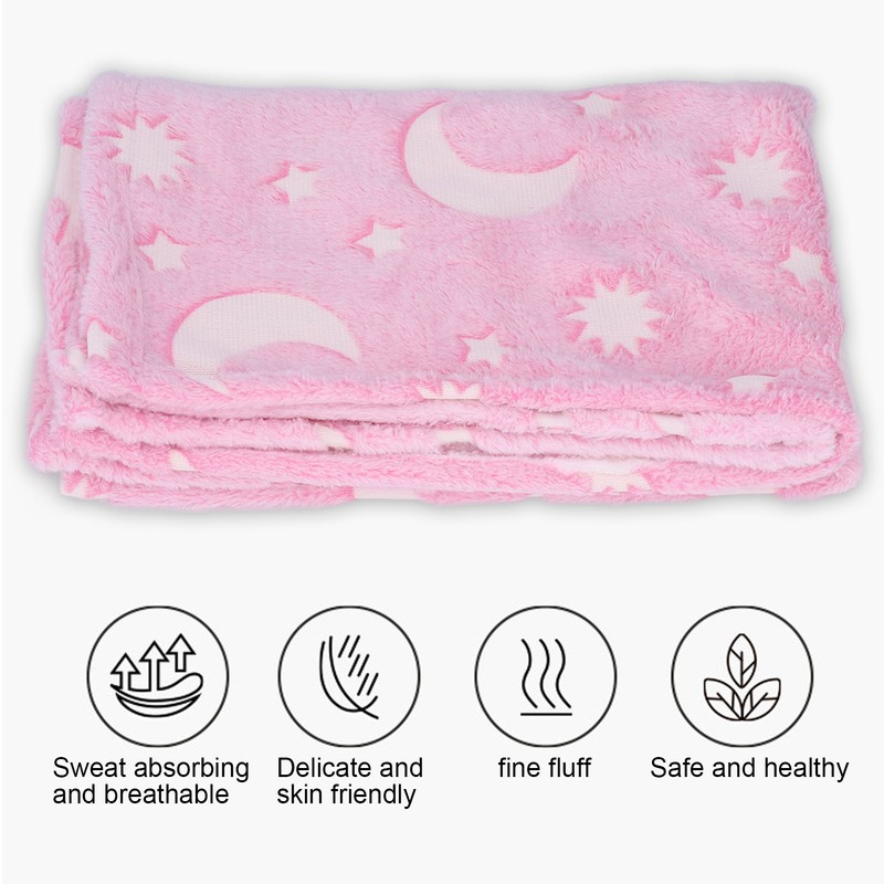 1.5x2m Luminous Blanket Double Side Flannel Star Moon Design Soft
