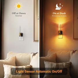 JandCase Night Light, Candle Amber Night Lights Plug into Wall, Auto On/Off Light Sensor Crystal Dimmable Nightlight, LED Nightlights, 0-100LM Decorative nite light for Adults Bathroom Hallway, 1Pack