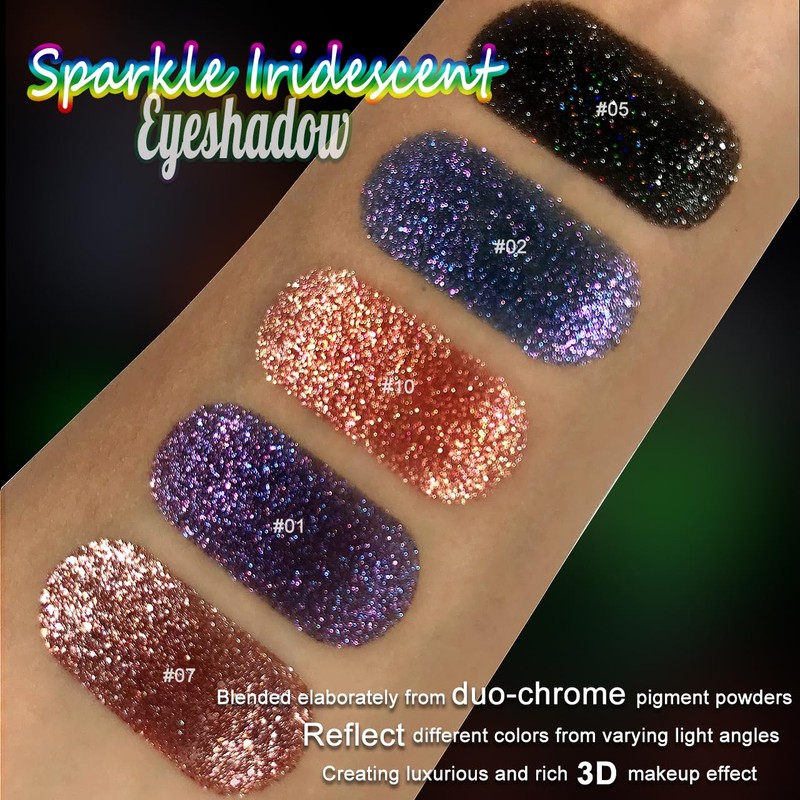 Afflano Duochrome Glitter Eyeshadow, Blue/Pink Shimmer Glitter Eyeshadow Palette, Intense