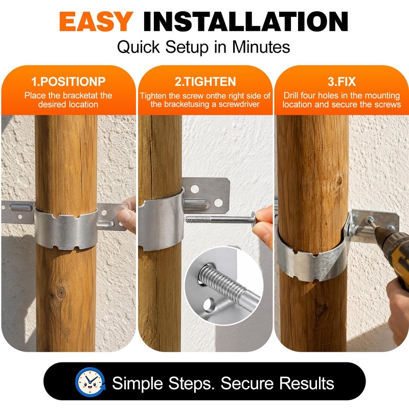 12 PCS Fence Post Brackets 2-3/8", Heavy Duty Galvanized Steel