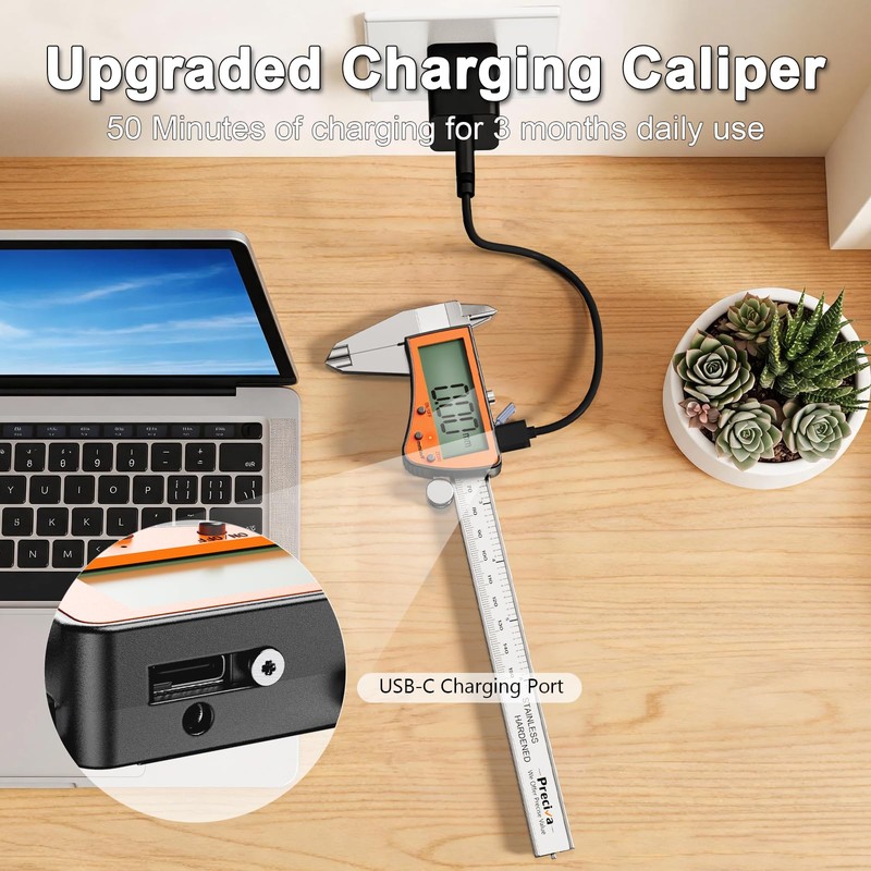 Preciva Digital Caliper 6 inch,Rechargeable Caliper with Oversized