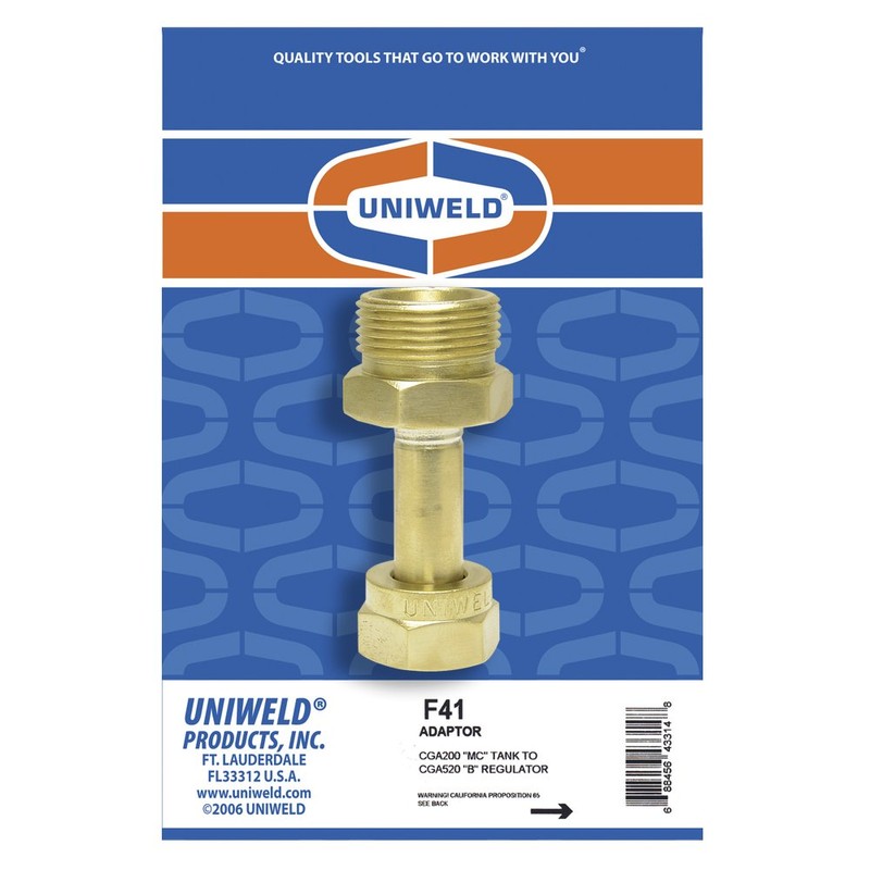 Uniweld F41 Brass Adaptor from CGA200 "MC" Tank to CGA520