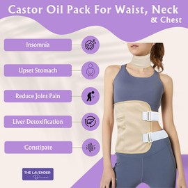 6 Pcs Castor Oil Pack | Reusable Washable Caster Oil Wrap, Adjustable Elastic Strap Bamboo Cotton Castar Pack for Chest, Waist, Neck | Castor Pad For Knee (6 Pcs)