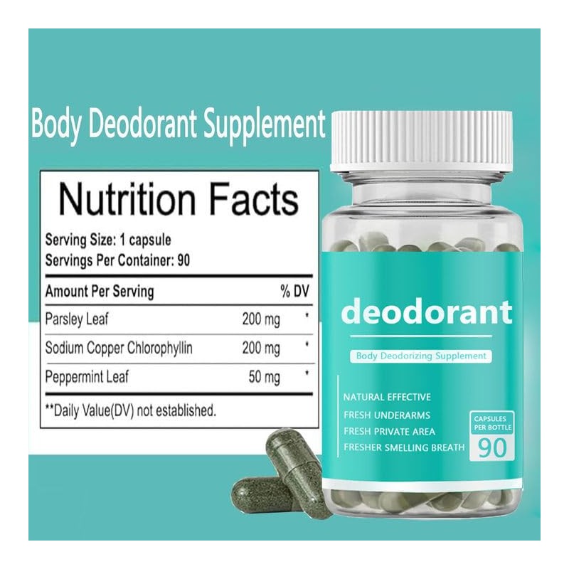Body Deodorizing Supplement, Internal Body Deodorant Chlorophyll Capsules, Internal Deodorant
