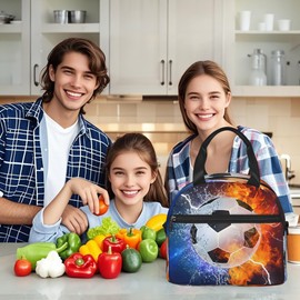 Gelasgo Football Insulated Lunch Bag, Reusable Portable Thermal Leak-Proof Waterproof Lunch Tote for Kids/Adults,Detachable Strap, Spacious Compartment for School, Office & Picnics (9x5x7.8in)