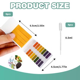 zhuyva 4 Pcs Ph Test Strips, Soil Ph Testing Test Kit Strips with 4 Pipette Droppers for Water Saliva Urine Soil