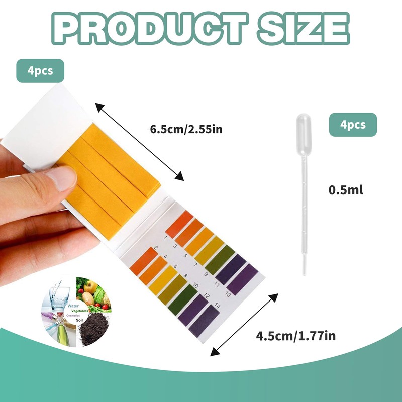 zhuyva 4 Pcs Ph Test Strips, Soil Ph Testing Test