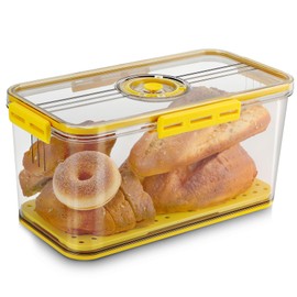 SHTALHST Clear Bread Box for Kitchen Countertop - Airtight Plastic Container for Fresh Bread Storage - Homemade Bread Saver Bin Keeper - Yellow