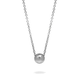 Loralyn Designs Stainless Steel Simple Silver Single Bead Slide Necklace, Minimalist Jewelry (18 Inch)