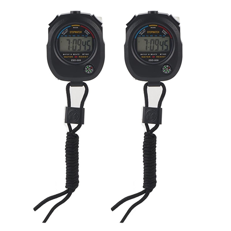 Stopwatch Timer, 2 PCS Multifunctional Handheld Digital LCD Stopwatch Timer