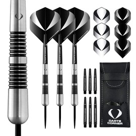 Darts Corner Warfare Steel Tip Darts - 80% Tungsten Barrels, Black Ring, M6 28g (D0668)