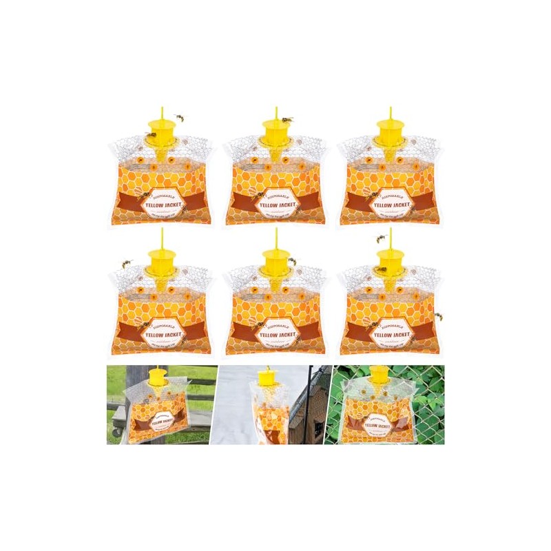 6 Pack Disposable Wasp Traps Outdoor Hanging Carpenter Bee Traps