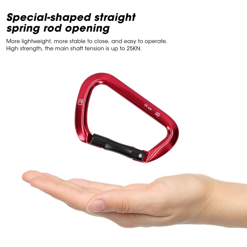D shape Carabiner Climbing Buckle 25KN Lateral Tension Straight Opening