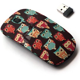 2.4G Wireless Mouse with Cute Pattern Design for All Laptops and Desktops with Nano Receiver - Cute owl