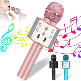 Micrófono Karaoke Bluetooth Inalámbrico Portátil con Luces LED