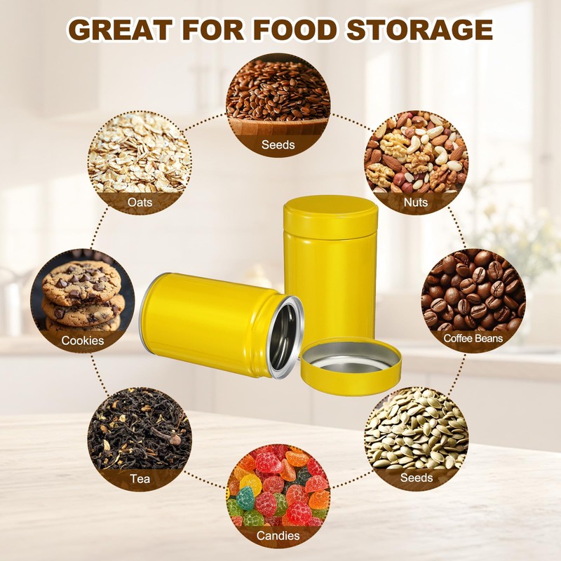 sourcing map 2Pcs Round Tea Canisters, 5" x 3" Airtight